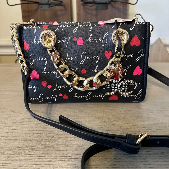 🎉HP🎉Juicy Couture Black w/pink, white & Black Shoulder Bag or Mini Tote - Picture 13 of 13